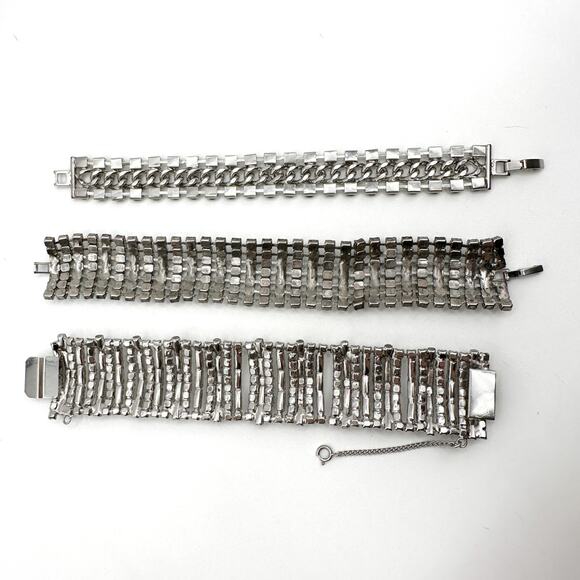 Vintage Rhinestone Tennis Bracelet Trio 1950s Glam Sparkle - Picture 9 of 13